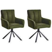 Set of 2 Dining Chairs Swivel SARDOAL Fabric Dark Green