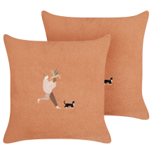 Set of 2 Decorative Cushions MARIGOLD 45 x 45 cm Orange Solid