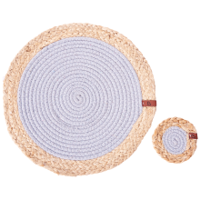 12 Piece Placemats and Coasters Set ROSELLA Jute Cotton Grey