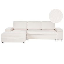 Corner Sofa Bed 3 Seater HRISEY with Storage Boucle White Right Hand