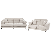 Living Room Set 5 Seater SKIVE Fabric Taupe