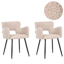 Set of 2 Dining Chairs SANILAC Boucle Beige