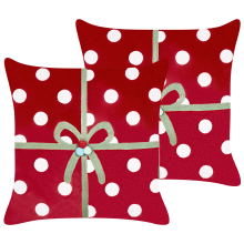 Set of 2 Decorative Cushions GUMDROP 45 x 45 cm Velvet Red Christmas Motif