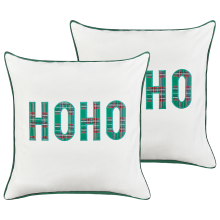 Set of 2 Decorative Cushions JOYCANDY 45 x 45 cm Cotton White Christmas Motif