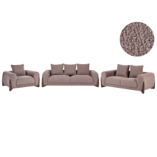 Living Room Set 6 Seater VINLIDEN Boucle Brown