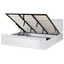 Ottoman Bed LAMBRES Pine Wood White 180 x 200 cm (EU Super King)