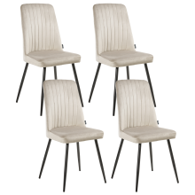 Set of 4 Dining Chairs KIRBY Velvet Beige