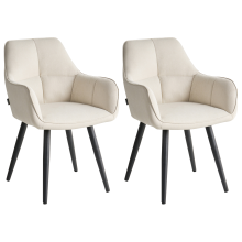Set of 2 Dining Chairs TIRANO Faux Linen Light Beige