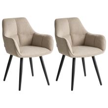 Set of 2 Dining Chairs TIRANO Faux Linen Beige