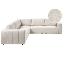 Modular Corner Sofa 5 Seater KIVVIK Boucle Off-White Right Hand