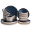 Beliani Set of 16 Dinnerware NUTMEG Stoneware Beige/ Blue 1