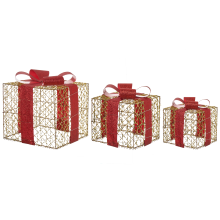 Set of 3 Christmas Decorations LED LYSEREN 20/25/30 cm Christmas Gifts Gold