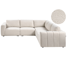 Modular Corner Sofa 5 Seater KIVVIK Boucle Off-White Left Hand
