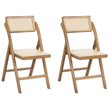 Set of 2 Dining Chairs Folding MODANE Bamboo Brown