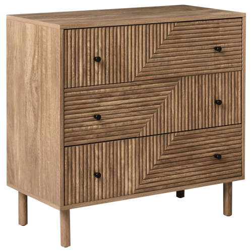 Beliani 3 Drawer Chest RONGE Light Brown