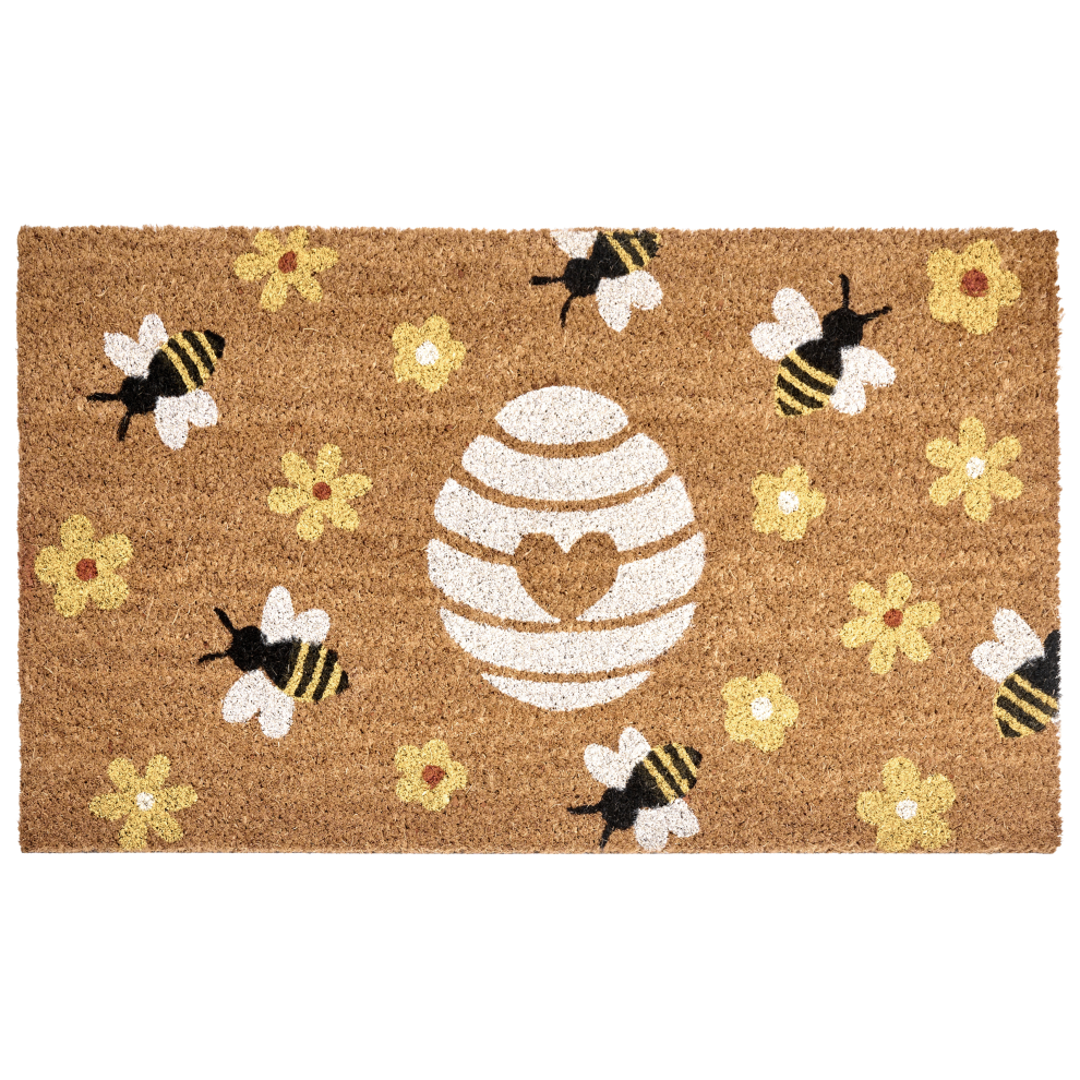 Photos - Doormat Beliani  KIGALIK Natural 50 x 80 cm Bee Flower Coir 