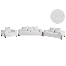 Living Room Set 6 Seater VINLIDEN Boucle White