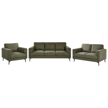 Living Room Set 6 Seater LOUSTO Fabric Green