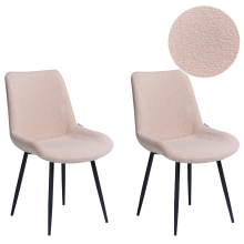 Set of 2 Dining Chairs AVILLA Boucle Beige