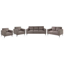 Living Room Set 7 Seater LOUSTO Fabric Brown
