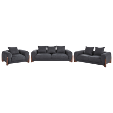 Living Room Set 6 Seater VINLIDEN Black