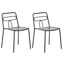 Set of 2 Garden Chairs AGEROLA Metal Black