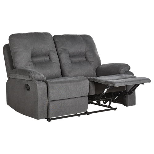 Beliani Manual Recliner Sofa 2 Seater BERGEN Fabric Graphite Grey