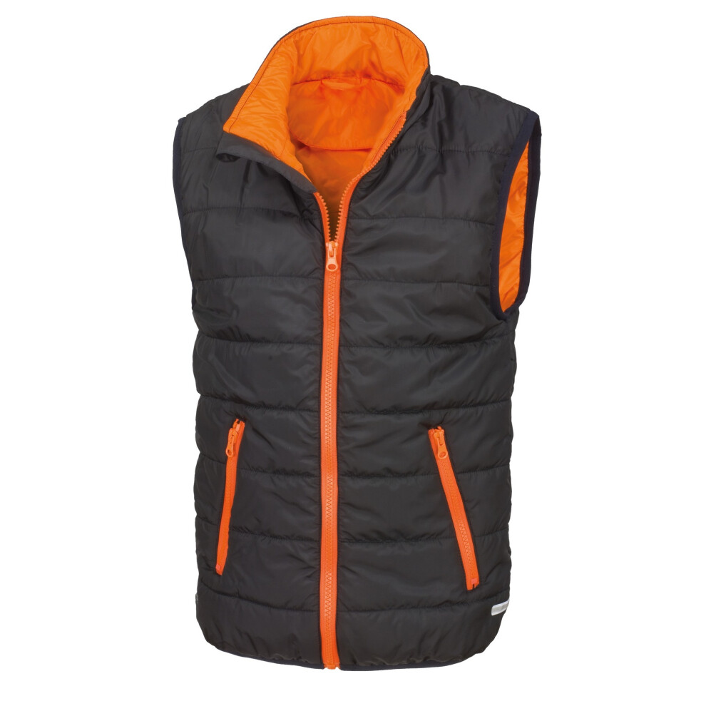 Result (L, Black/Orange) Core Childrens/Kids Sleeveless Zip Up Bodywarmer
