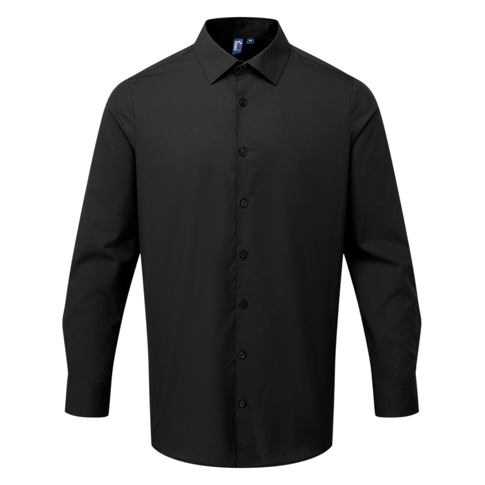 Premier (Xxl, Black) Mens Recyclight Poplin Long-Sleeved Shirt