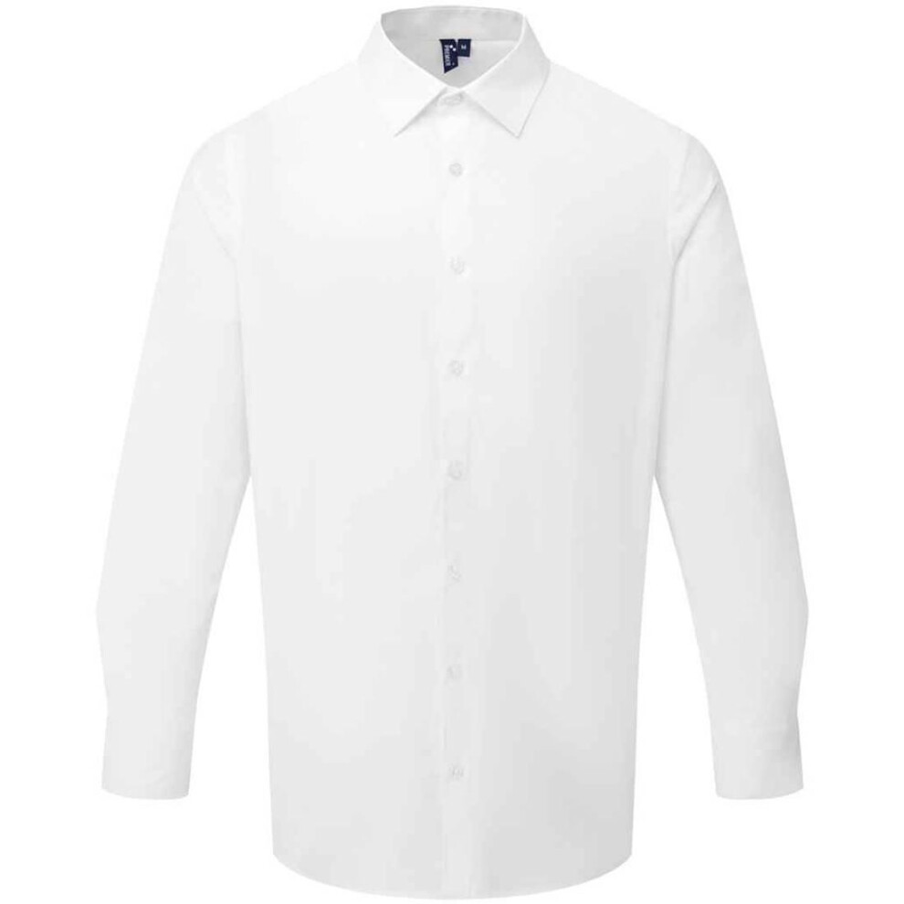 Premier (3Xl, White) Mens Recyclight Poplin Long-Sleeved Shirt