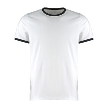 (S, White/Black) Kustom Kit Mens Ringer Fashion T-Shirt