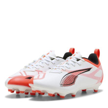 (1.5 UK, White/Red) Puma Childrens/Kids Ultra 5 Play Firm Ground Football Boots
