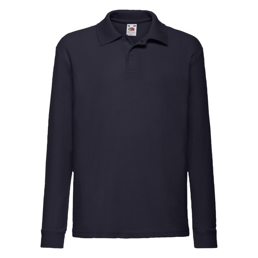 Fruit Of The Loom (5-6 Years, Deep Navy) Childrens/Kids Long-Sleeved Polo Shirt