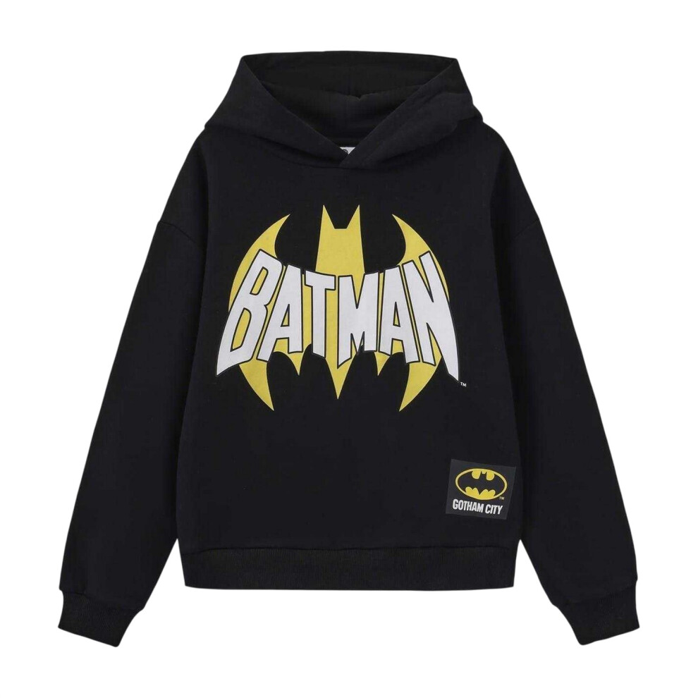 Batman (9-10 Years, Black/Yellow) Boys Logo Fleece Lined Hoodie