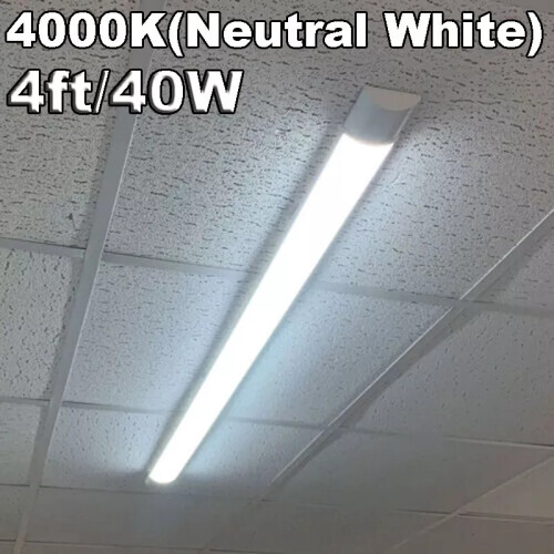 4FT LED Strip Lights Batten Tube Light Office Workshop Garage Ceiling Lamp White