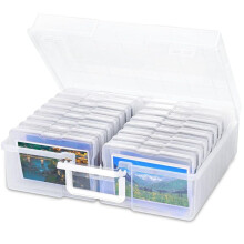 Cajas de Almacenamiento de Fotografías Portátiles, con 16 Compartimentos Interiores, Capacidad de Hasta 1600 Fotos de 4 X 6 Pulgadas, para Semillas,