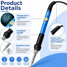 Wood Burning Tool 60W, AdjustableTemperature Pyrography Iron with 5 Tips & Sponge for DIY and Wood Art Designs EU Plug
