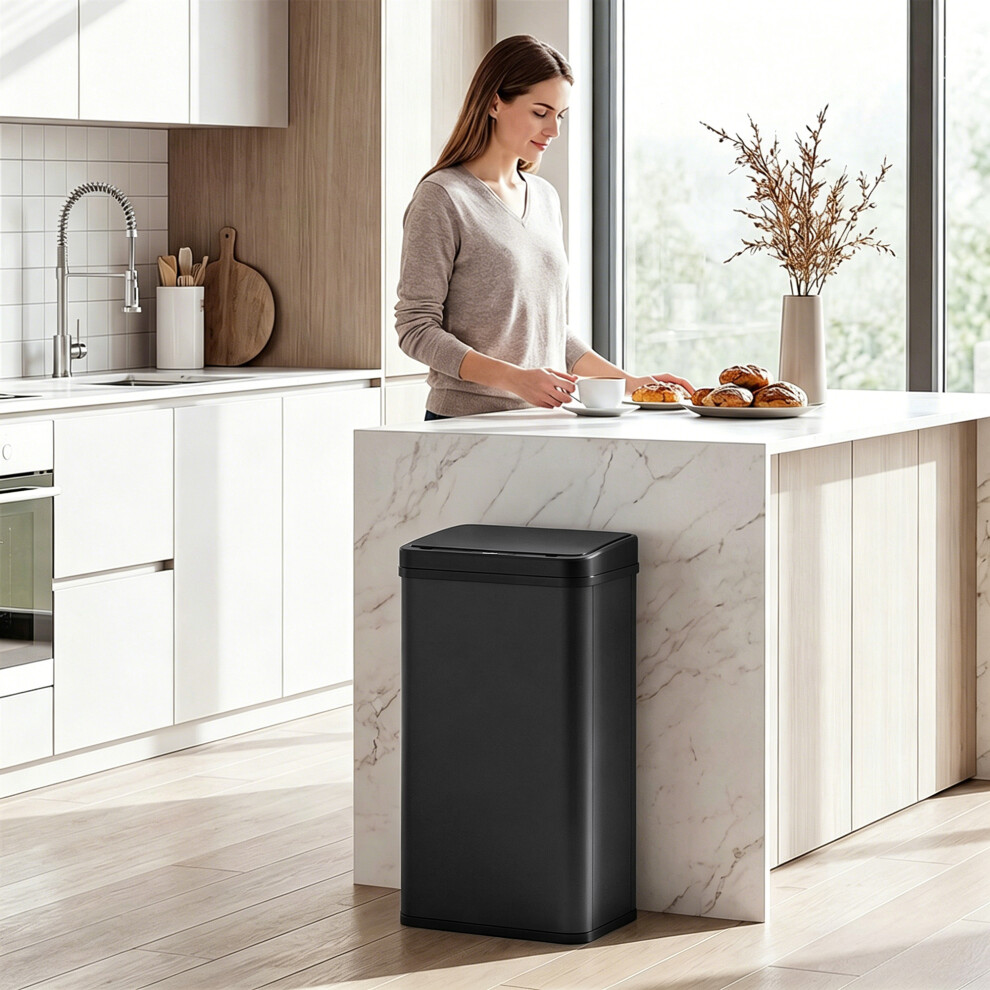 Homcom Black Kitchen Bin With Fast Motion Sensor, Stainless Steel Sensor Bin - 50L - Image 3