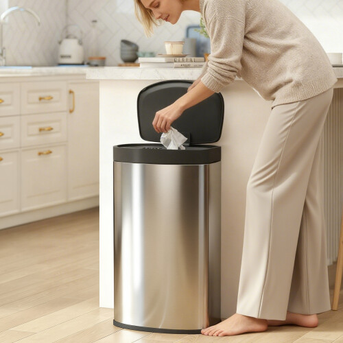 Homcom HOMCOM Automatic Kitchen Bin with Soft-Close Lid, 55L Sensor Wastebasket