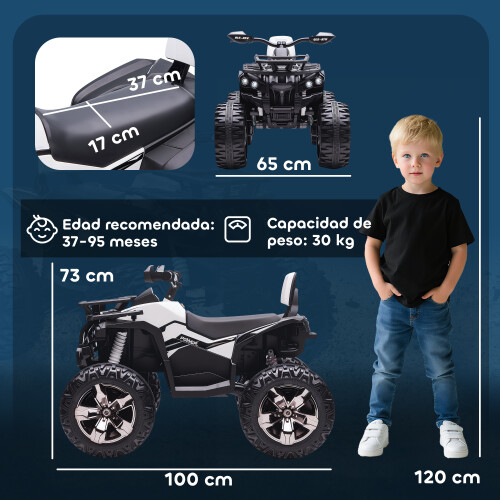 Homcom Quad Eléctrico Infantil Blanco 100 x 65 x 73 cm 2