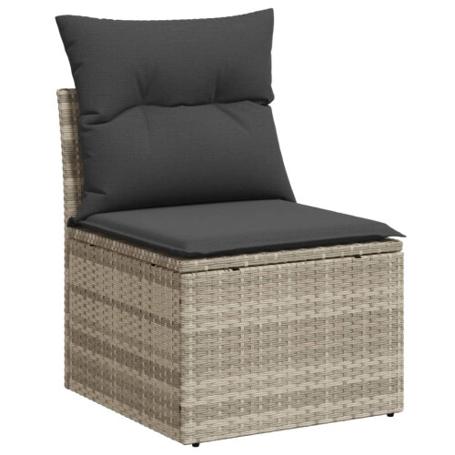VidaXL vidaXL 9-teiliges Gartensofa-Set mit Kissen, grau, Polyrattan 2