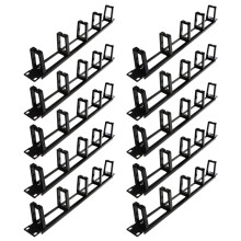 10Stück 19 Zoll 1U Rack Schränke Kabel Management Netzwerk Organisator Hohle Metall Basis FüNf Ringe Abnehmbarer Draht Manager Rahmen