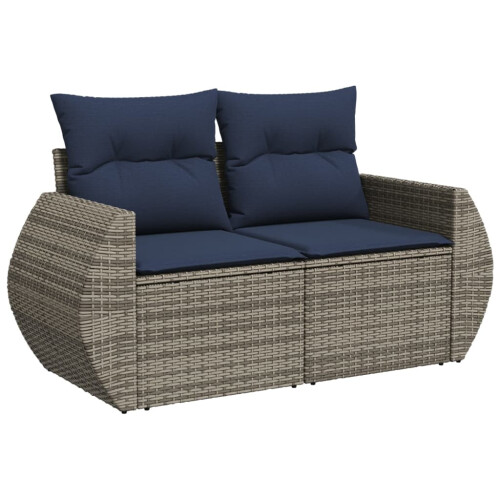 VidaXL vidaXL 8-teiliges Gartensofa-Set mit Kissen, grau, Polyrattan 2
