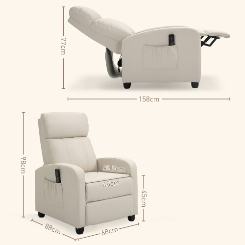 Homcom Sillón de Masaje Beige 68 x 88 x 98 cm 2