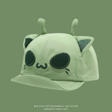 (Green B)Alien Kitten Toddler Cotton Baseball Cap Flexible Strap Daily Protection Sun
