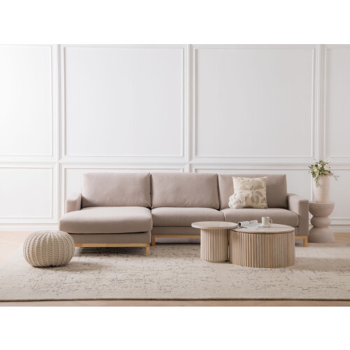Beliani Corner Sofa 4 Seater SIGGARD Fabric Taupe Right Hand 1