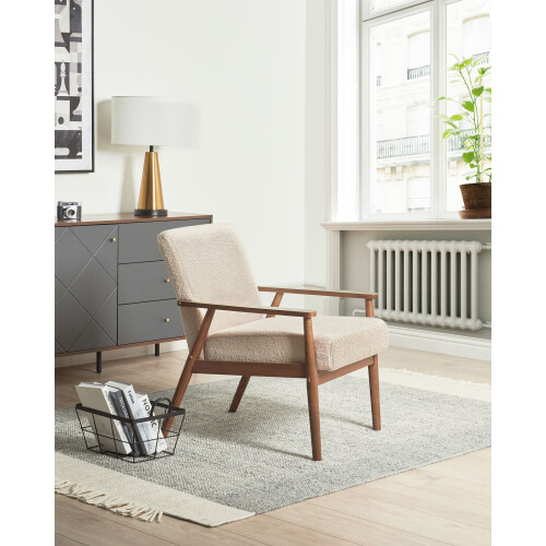 Beliani Armchair ESRUM Boucle Dark Brown/ Beige 1