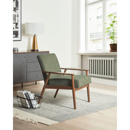 Beliani Armchair ESRUM Fabric Dark Brown/ Green 1