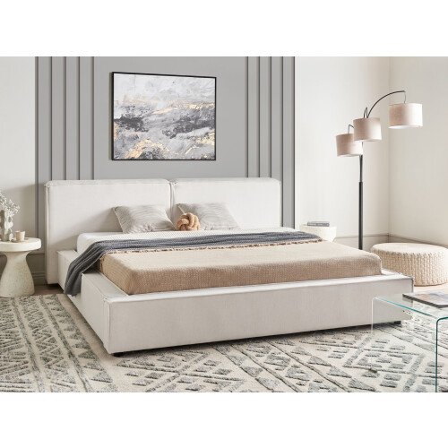 Beliani Bed Fabric LINARDS 180 x 200 cm (EU Super King) Off-White 1