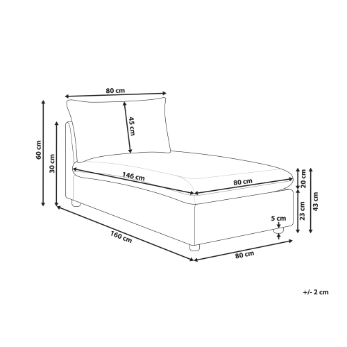 Beliani Chaise Longue VIZILLE Fabric Off-White 2